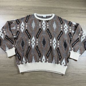 Maglificio Florence Sweater Men XL Vintage 90s Geometric Crew Wool Blend Italy